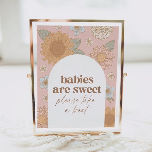 Retro Wildflower Baby Shower Babies are Sweet Sign