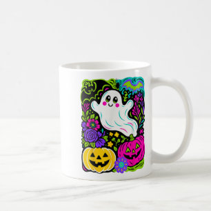 Retro Wildflower Boho Ghost Floral Halloween Cute Coffee Mug