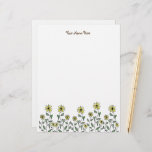 Retro Wildflower Doodle Personalized Original Art Letterhead<br><div class="desc">I drew these cute daisy-like yellow flowers while sitting on my back porch. Maybe that is why they look so relaxed! This cute yellow and white design would be fun on the fridge, as part of your spring and summer kitchen decor. This personalized fridge notepad would also be great for...</div>