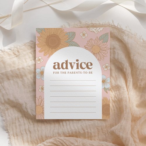 Retro Wildflower Girl Baby Shower Advice Card
