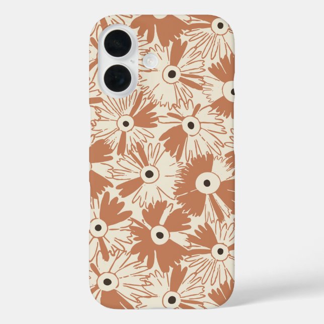 Retro Wildflower Large Scale Floral Terracotta Case-Mate iPhone Case (Back)