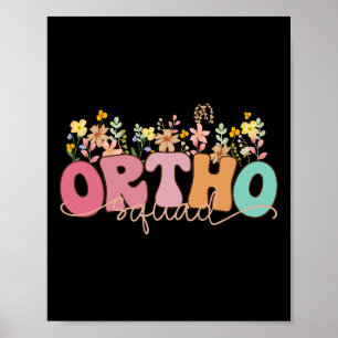 Retro Wildflower Ortho Squad Orthopedics Nurse Rn Poster