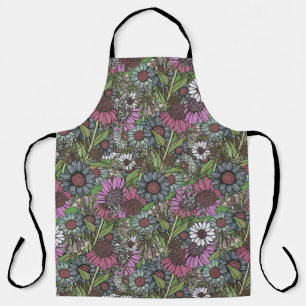 Retro Wildflower Winter Garden Wrapping Paper Apron