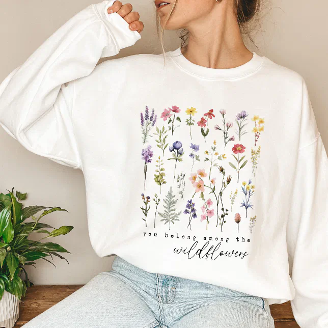 Retro Wildflowers Floral Sweatshirt | Zazzle