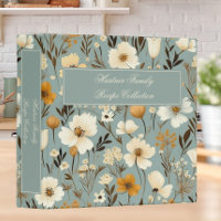 Retro Wildflowers on Dusty Blue Family Recipe