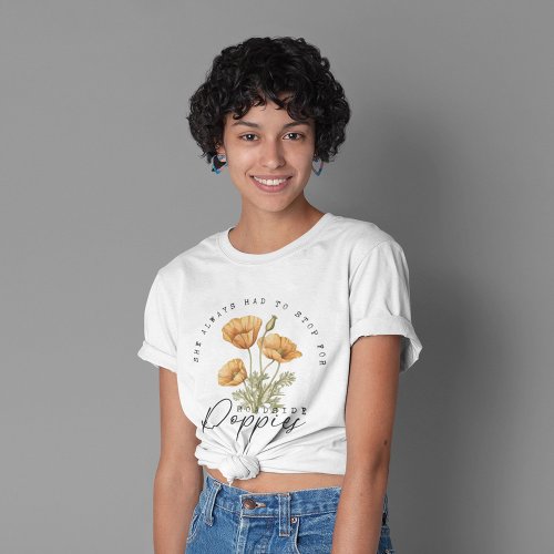 Retro Wildflowers Yellow Poppies Flowers T_Shirt