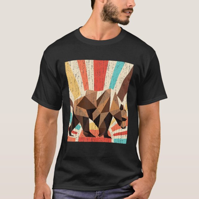 Retro Wildlife Forest Animal  Nature Grizzly Bear T-Shirt (Front)