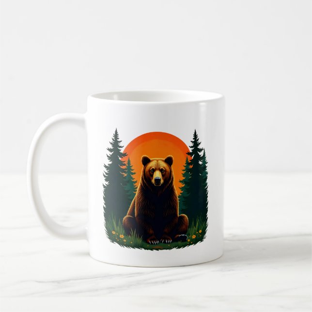 Retro Wildlife Forest Bear Outdoors Nature  Coffee Mug (Left)