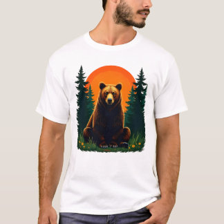 Retro Wildlife Forest Bear Outdoors Nature  T-Shirt