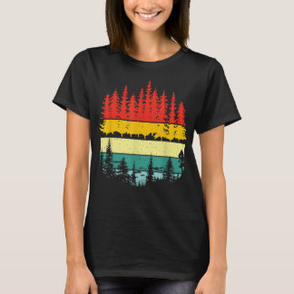 Retro Wildlife Trees Outdoors Nature Forest Sleeve T-Shirt