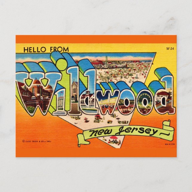  Retro Wildwood NJ Postcard (Front)