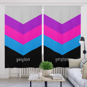 Retro Windbreaker Color Block Darts Custom Name Blackout Curtains
