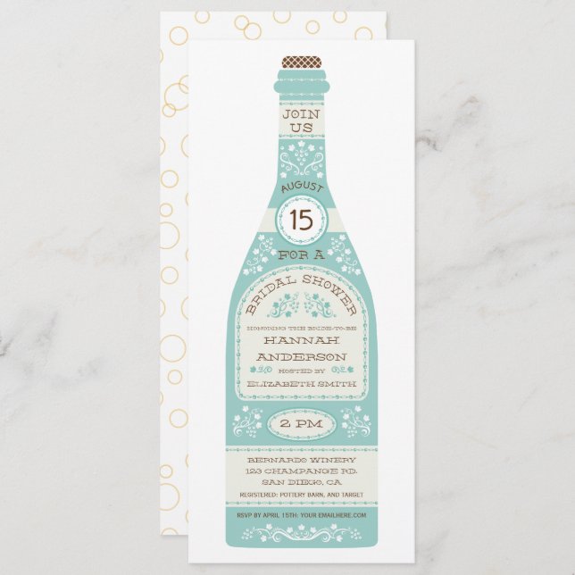 Retro Wine Bottle Bridal Shower Invitation II (Front/Back)
