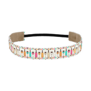 Retro wine bottles and glasses athletic headband