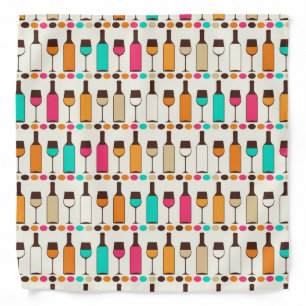 Retro wine bottles and glasses bandana