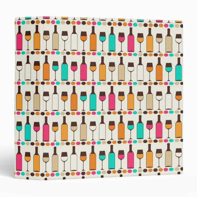 Retro wine bottles and glasses binder (Front/Spine)
