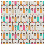 Retro wine bottles and glasses fabric