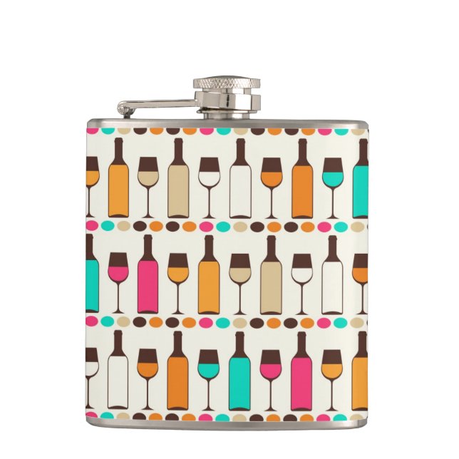 Retro wine bottles and glasses flask (Front)
