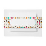 Retro wine bottles and glasses invitation belly band