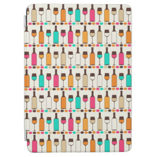 Retro wine bottles and glasses iPad air cover