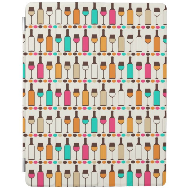Retro wine bottles and glasses iPad smart cover (Front)