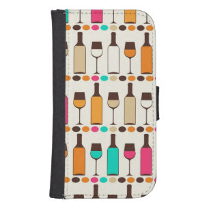 Retro wine bottles and glasses galaxy s4 wallet case