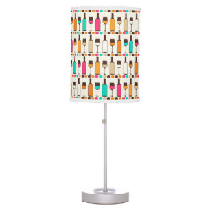 Retro wine bottles and glasses table lamp