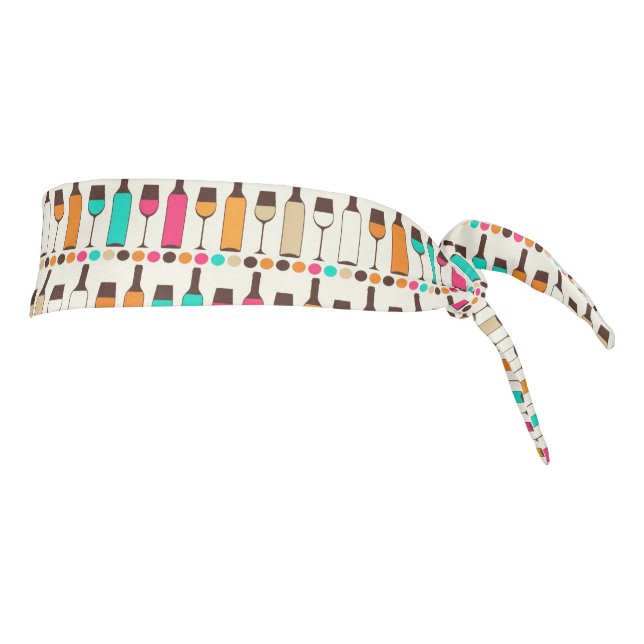 Retro wine bottles and glasses tie headband (Rotate 90)
