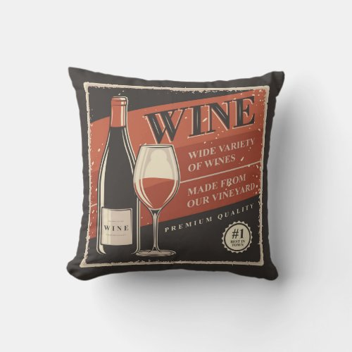 Retro Wine party Throw Pillow