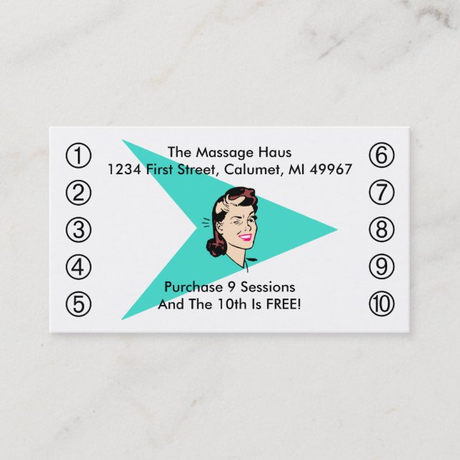 Retro Wink Business Punch Cards Any business (Front)