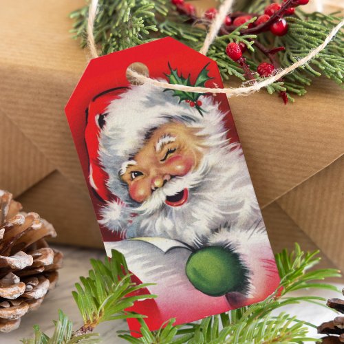 Retro Winking Santa Claus Christmas Gift Tags