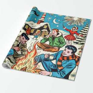 Retro Winter Comics Wrapping Paper