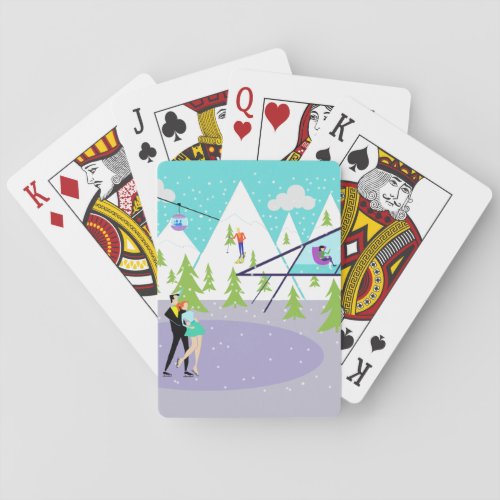 Retro Winter Ski Resort Playing Cards
