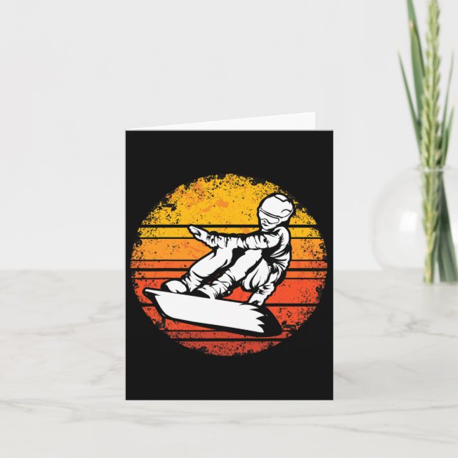 Retro Winter Sport Snowboarding Snowboarder Snowbo Card (Front)