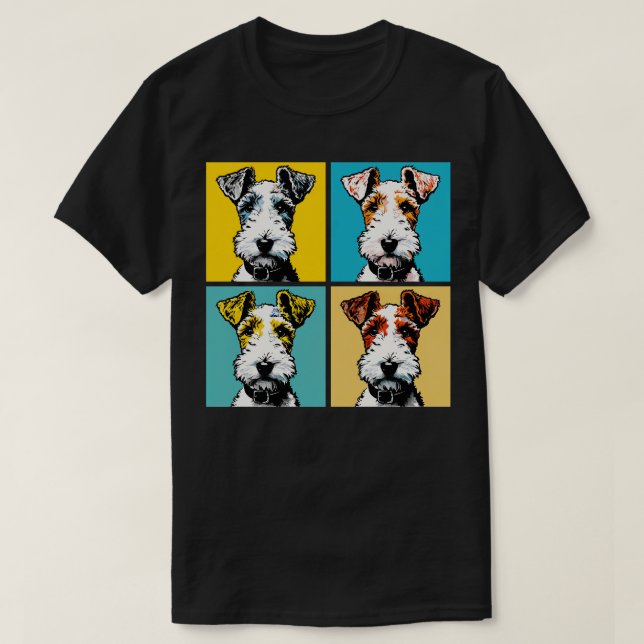 Retro Wire Fox Terrier Art Cute Puppy T-Shirt (Design Front)