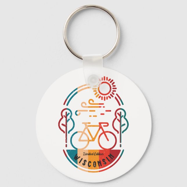 Retro Wisconsin Bike Trail Keychain (Front)