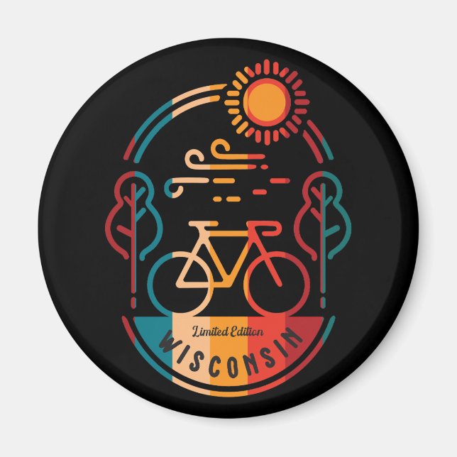 Retro Wisconsin Bike Trail Magnet (Front)