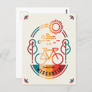 Retro Wisconsin Bike Trail Postcard