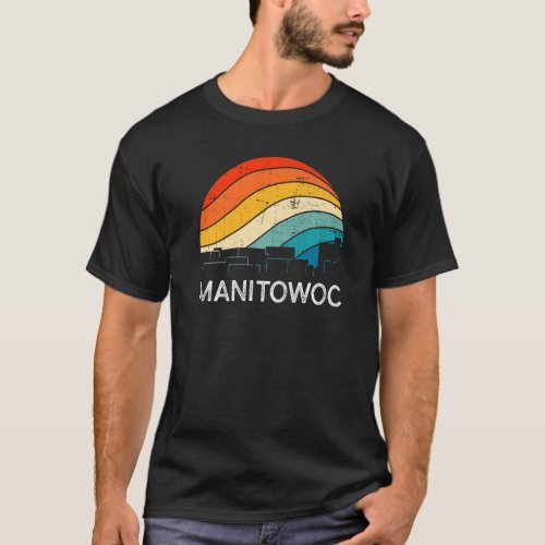 Retro Wisconsin Manitowoc Skyline Vintage Urban Sk T_Shirt