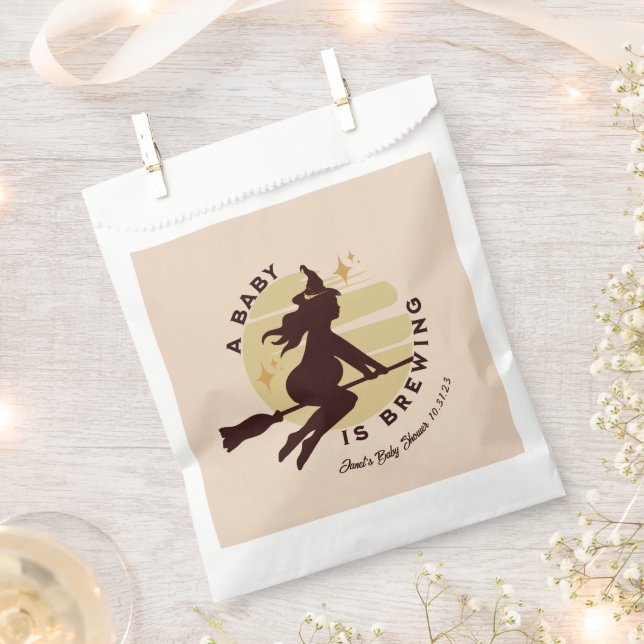 Retro Witch Baby is Brewing Baby Shower     Favor Bag (Clipped)