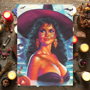 Retro Witch Halloween Girl Tissue Paper