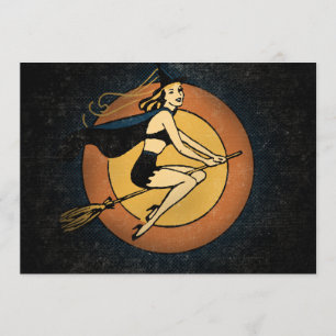 Retro Witch Halloween Invitations