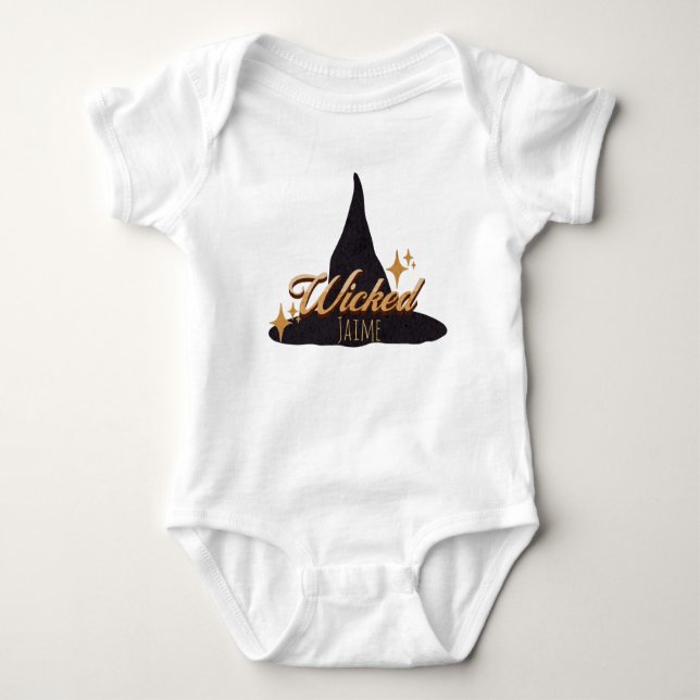 Retro Witch Hat Wicked Name  Baby Bodysuit (Front)