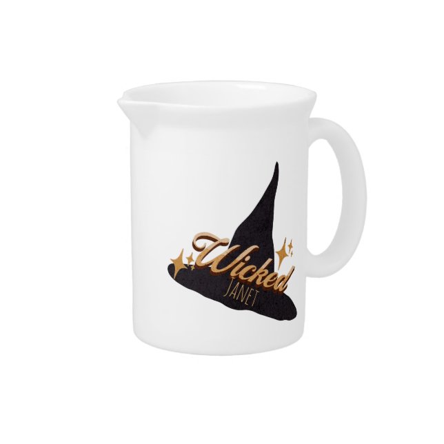 Retro Witch Hat Wicked Name    Beverage Pitcher (Right)