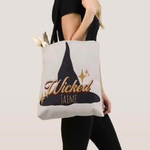 Retro Witch Hat Wicked Name Tote Bag