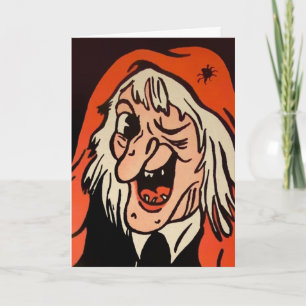 Retro Witch Head Halloween Card