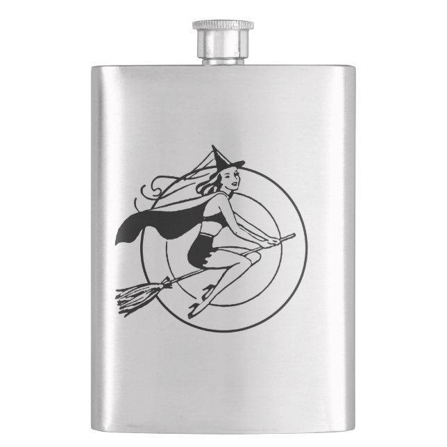 Retro Witch Hip Flask (Front)