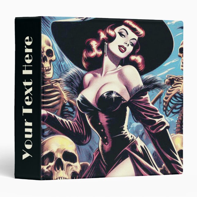 Retro Witch Horror Pin-up 3 Ring Binder (Front/Spine)