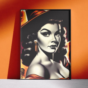 Retro Witch Pin-upRetro Witch Pin-up Poster