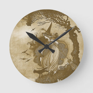 Retro Witch  Round Clock